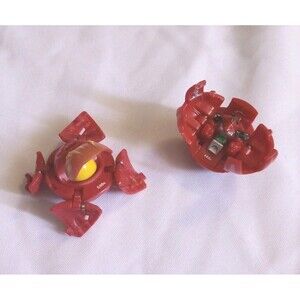 BAKUGAN Battle Brawlers 2pc Lot: Laserman Red Pyrus 480G + Frosch Red Pyrus 530G
